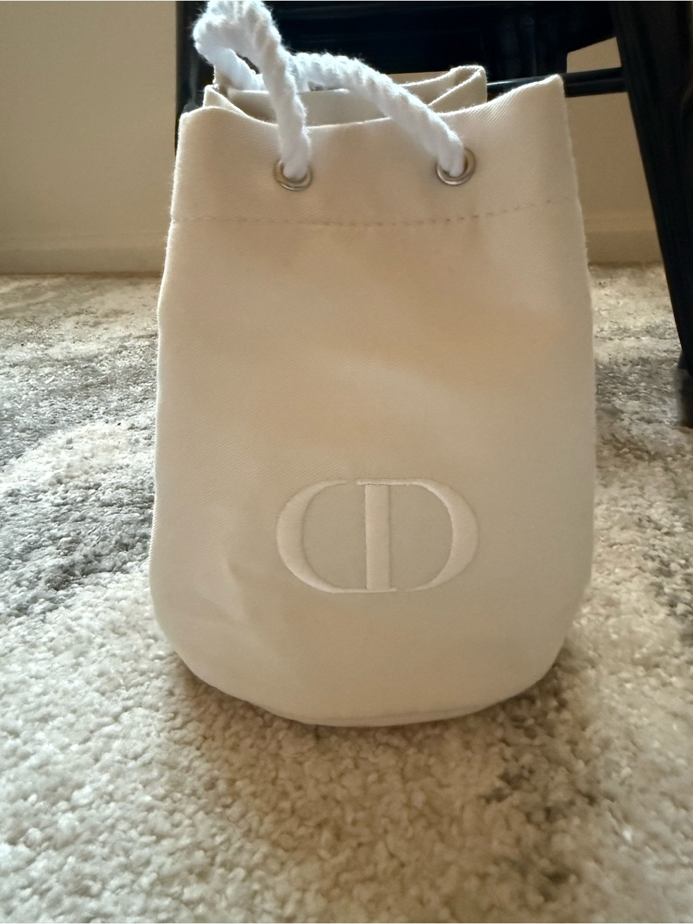 Dior Cream Canvas Drawstring Mini Bucket Bag